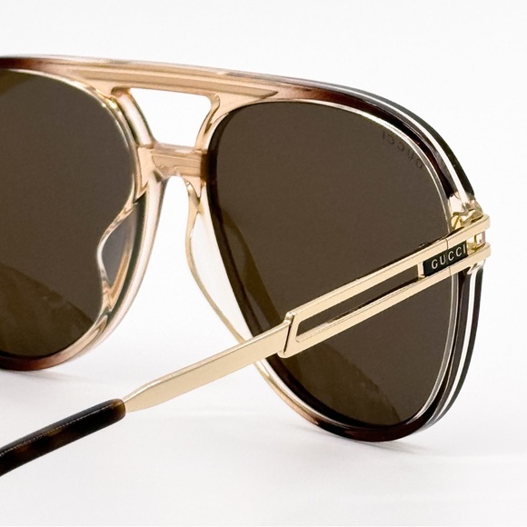 NEW GUCCI GG1104S 002 AVIATOR BROWN UNISEX SUNGLASSES GUCCI - Picture 8 of 12
